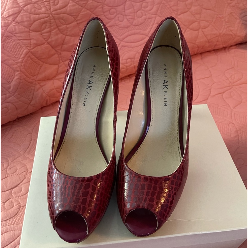 Anne Klein Red Leather platform heels